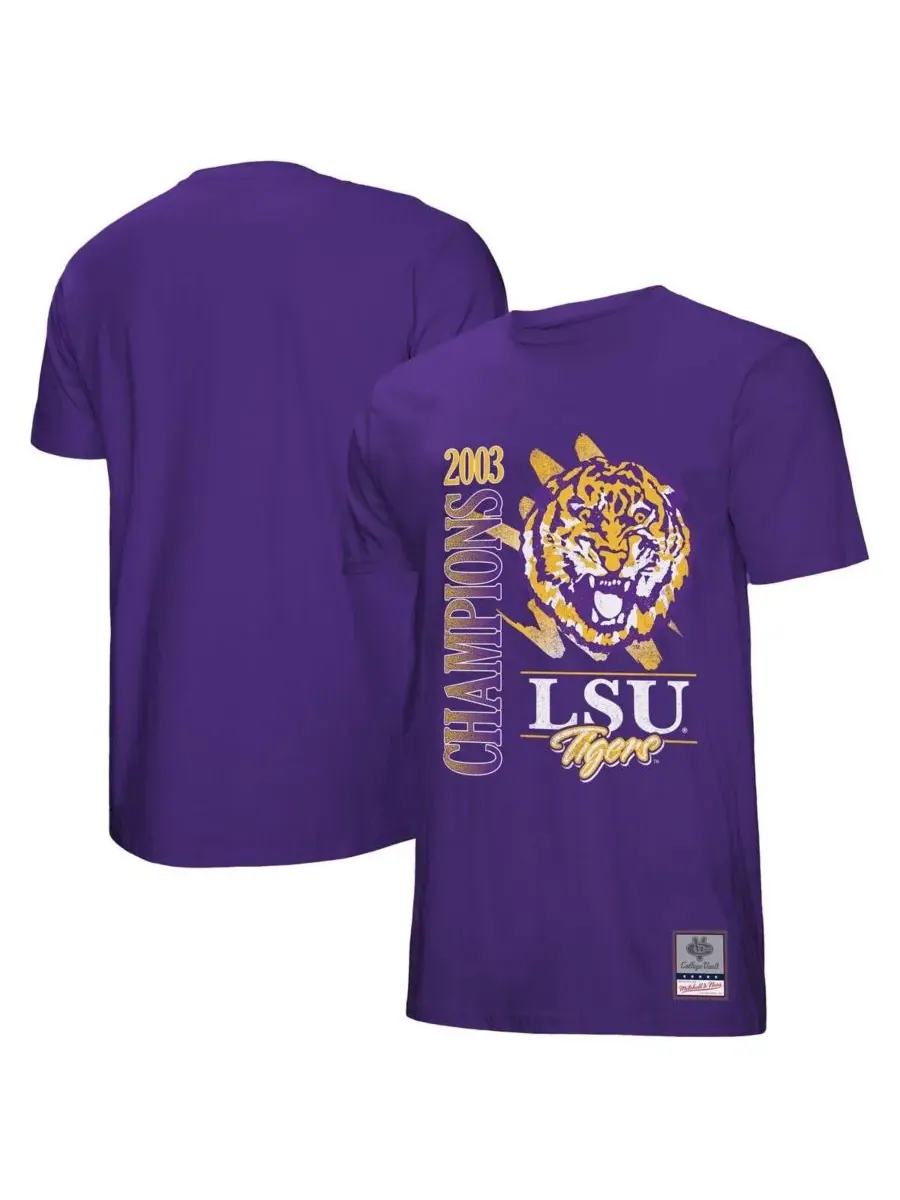 Mitchell & Ness Мужская фиолетовая футболка LSU Tigers в стиле ретро с эффектом минеральной стирки — изображение 1 из 3