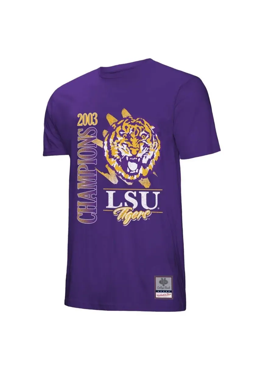 Mitchell & Ness Мужская фиолетовая футболка LSU Tigers в стиле ретро с эффектом минеральной стирки — изображение 2 из 3