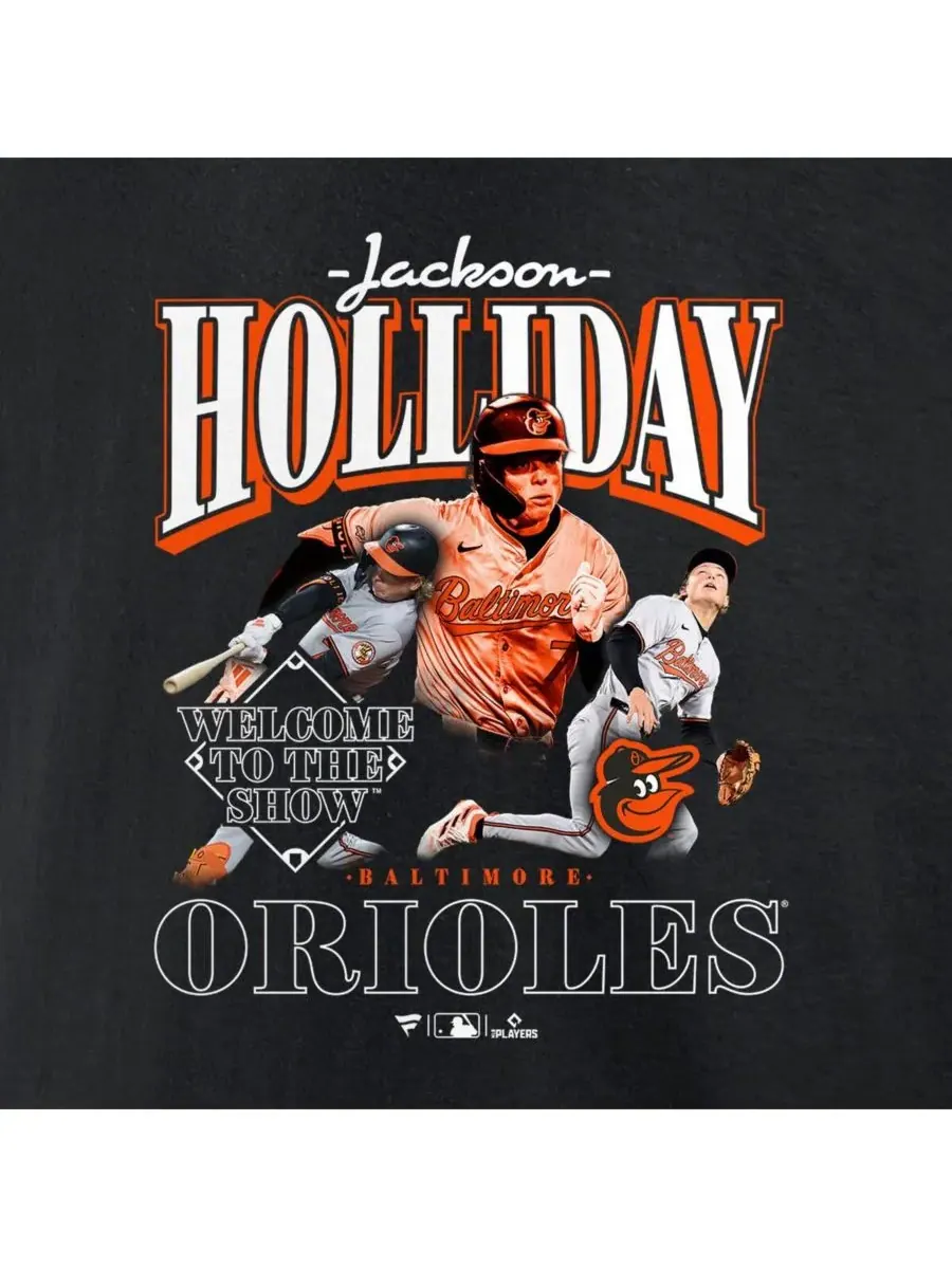 Fanatics Mto Label Мужская черная футболка Jackson Holliday Baltimore Orioles Welcome to the Show — изображение 4 из 4