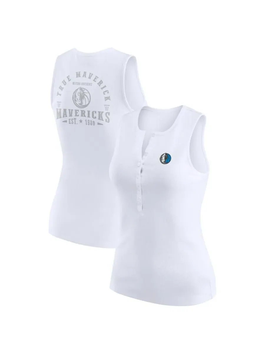 WEAR by Erin Andrews Женская белая трикотажная майка-поло с символикой команды Dallas Mavericks — изображение 1 из 3, белый