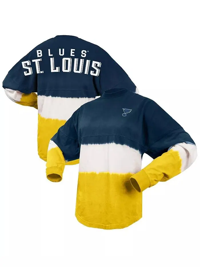 Женская темно-синяя, золотая футболка St. Louis Blues Ombre с длинным рукавом Spirit Jersey — изображение 1 из 3