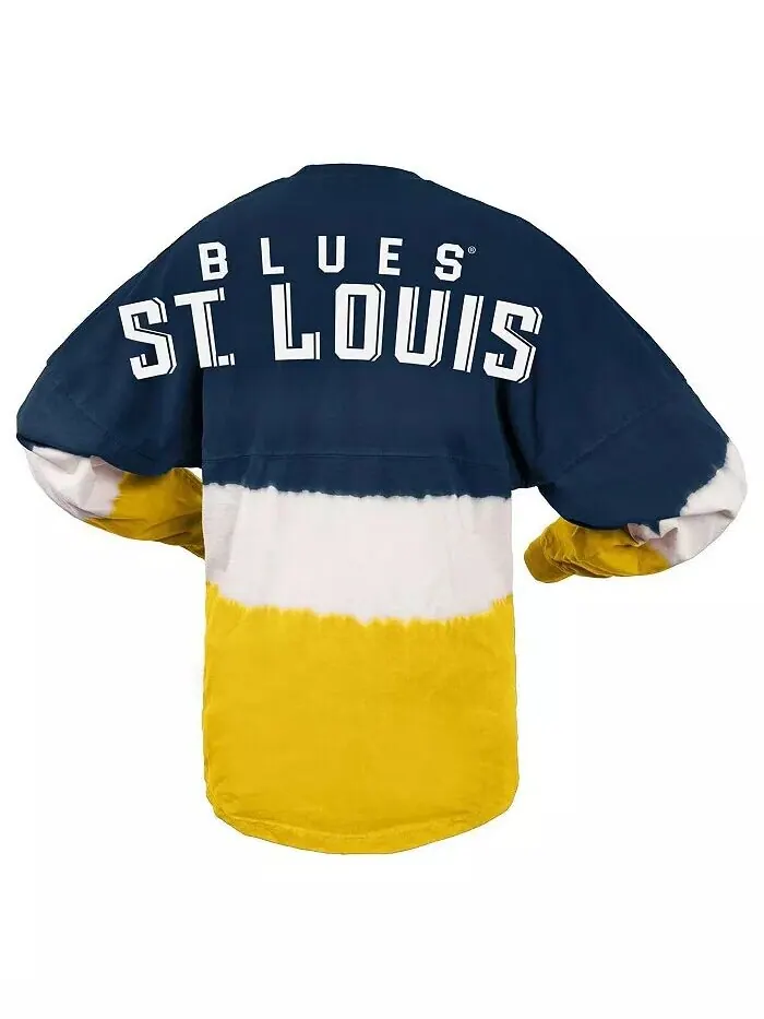 Женская темно-синяя, золотая футболка St. Louis Blues Ombre с длинным рукавом Spirit Jersey — изображение 2 из 3