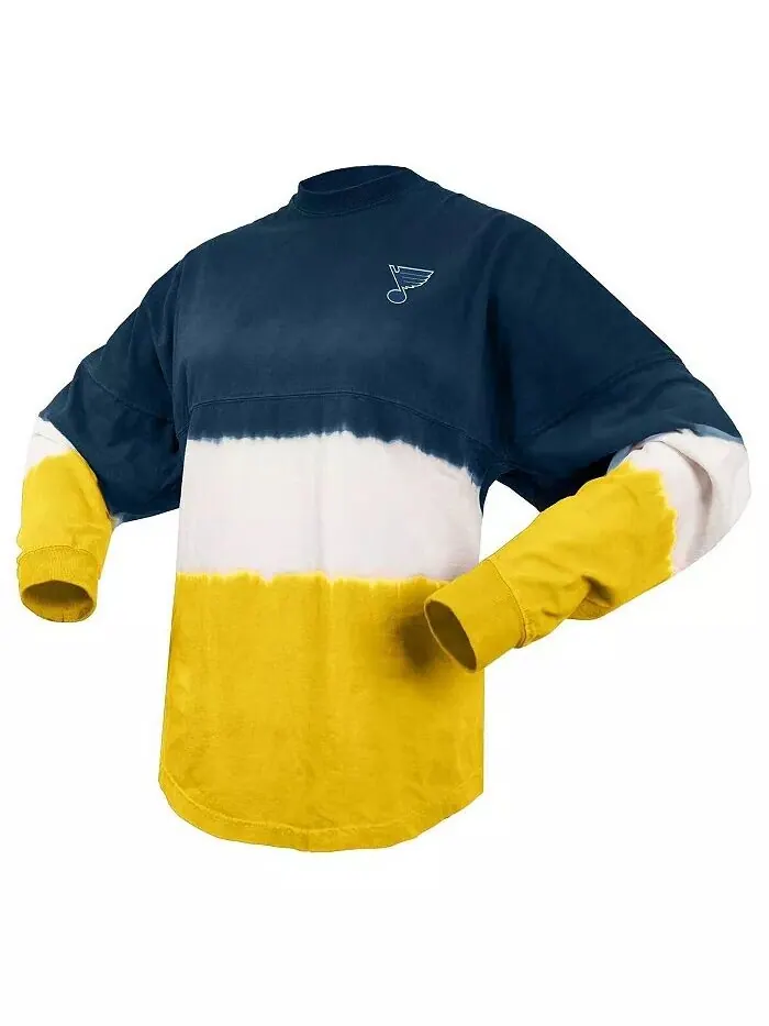 Женская темно-синяя, золотая футболка St. Louis Blues Ombre с длинным рукавом Spirit Jersey — изображение 3 из 3