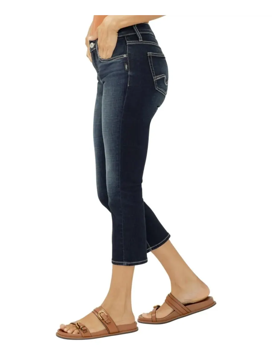 Женские джинсы-капри Elyse Mid-Rise Luxe Stretch с завышенной талией Silver Jeans Co., Bay St. Louis — изображение 2 из 4