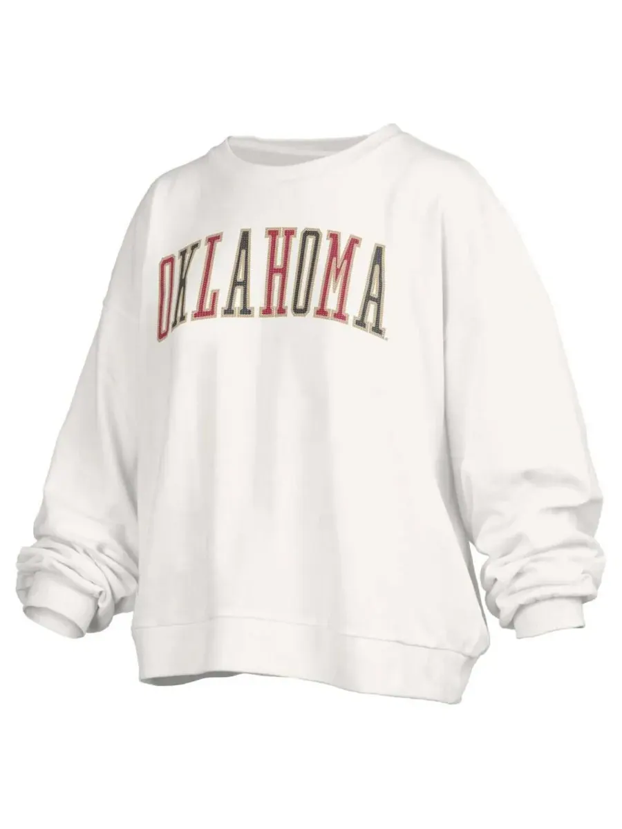 Pressbox Женская белая толстовка-пуловер Oklahoma Sooners Janise длиной до талии, свободного кроя — изображение 1 из 1, белый