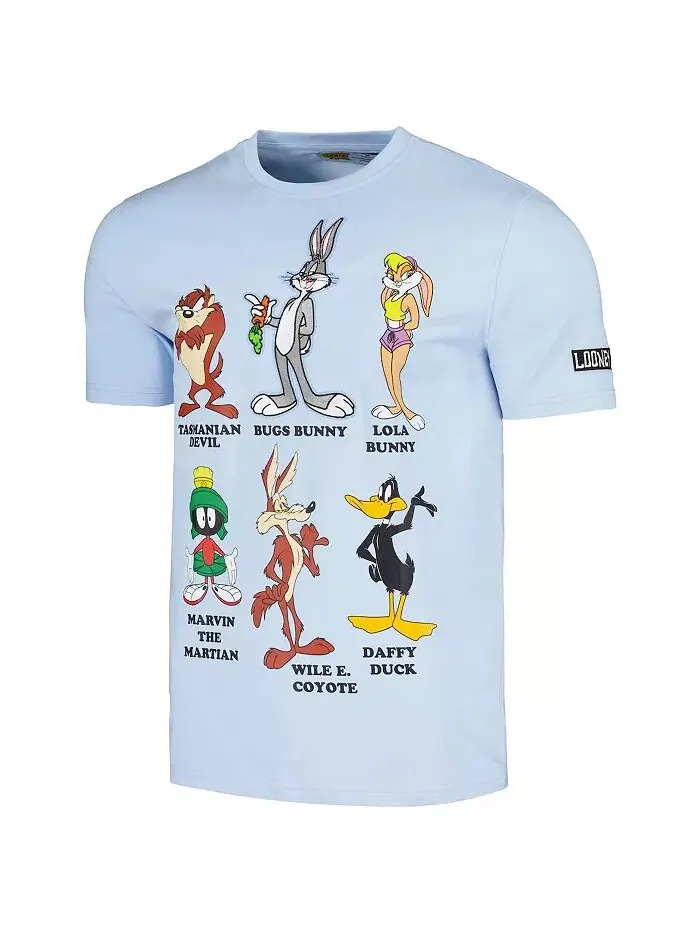 Мужская и женская светло-голубая футболка с семейным коллажем Looney Tunes Freeze Max — изображение 3 из 3