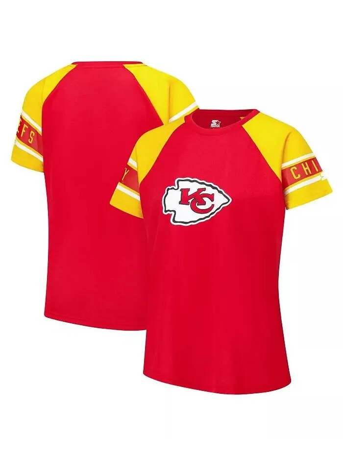 Женская красная футболка Kansas City Chiefs 1st Rounder Color Block Raglan Starter — изображение 1 из 3