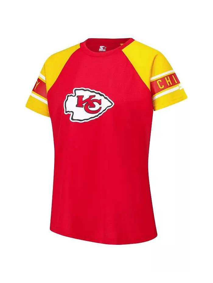 Женская красная футболка Kansas City Chiefs 1st Rounder Color Block Raglan Starter — изображение 3 из 3