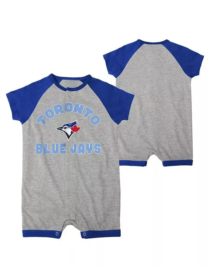 Комбинезон-реглан на кнопках для мальчиков и девочек Heather Grey Toronto Blue Jays Extra Base Hit — изображение 1 из 1