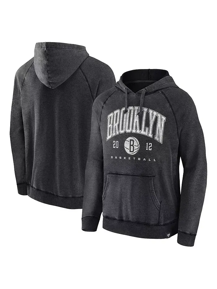Мужская худи с регланными рукавами Brooklyn Nets Foul Trouble в меланжевом сером цвете с эффектом — изображение 1 из 3