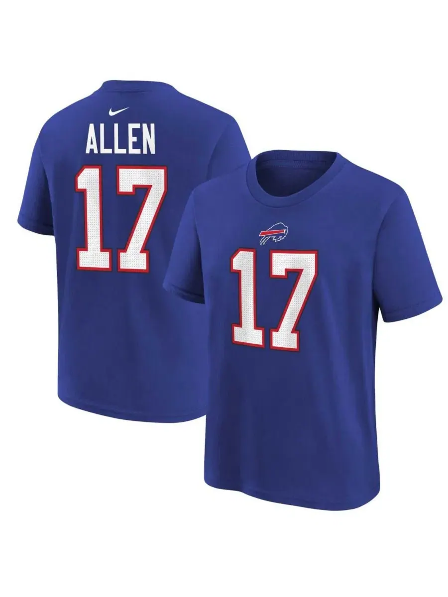 Футболка Big Boys Джоша Аллена, игрока команды Royal Buffalo Bills, с именем и номером Nike — изображение 1 из 3, королевский