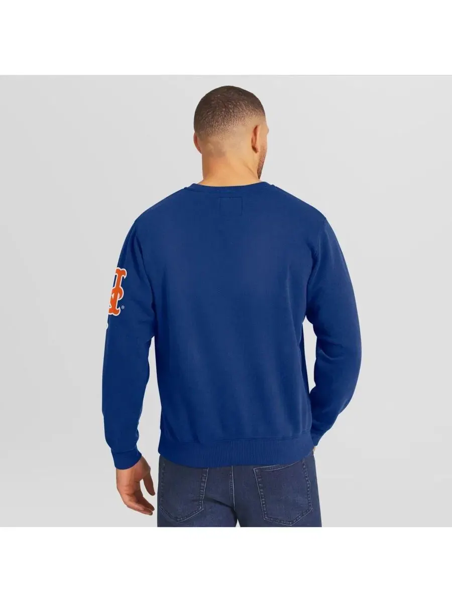 Мужская толстовка с круглым вырезом Royal New York Mets Washed Crew Neck Pullover Darius Rucker — изображение 2 из 6