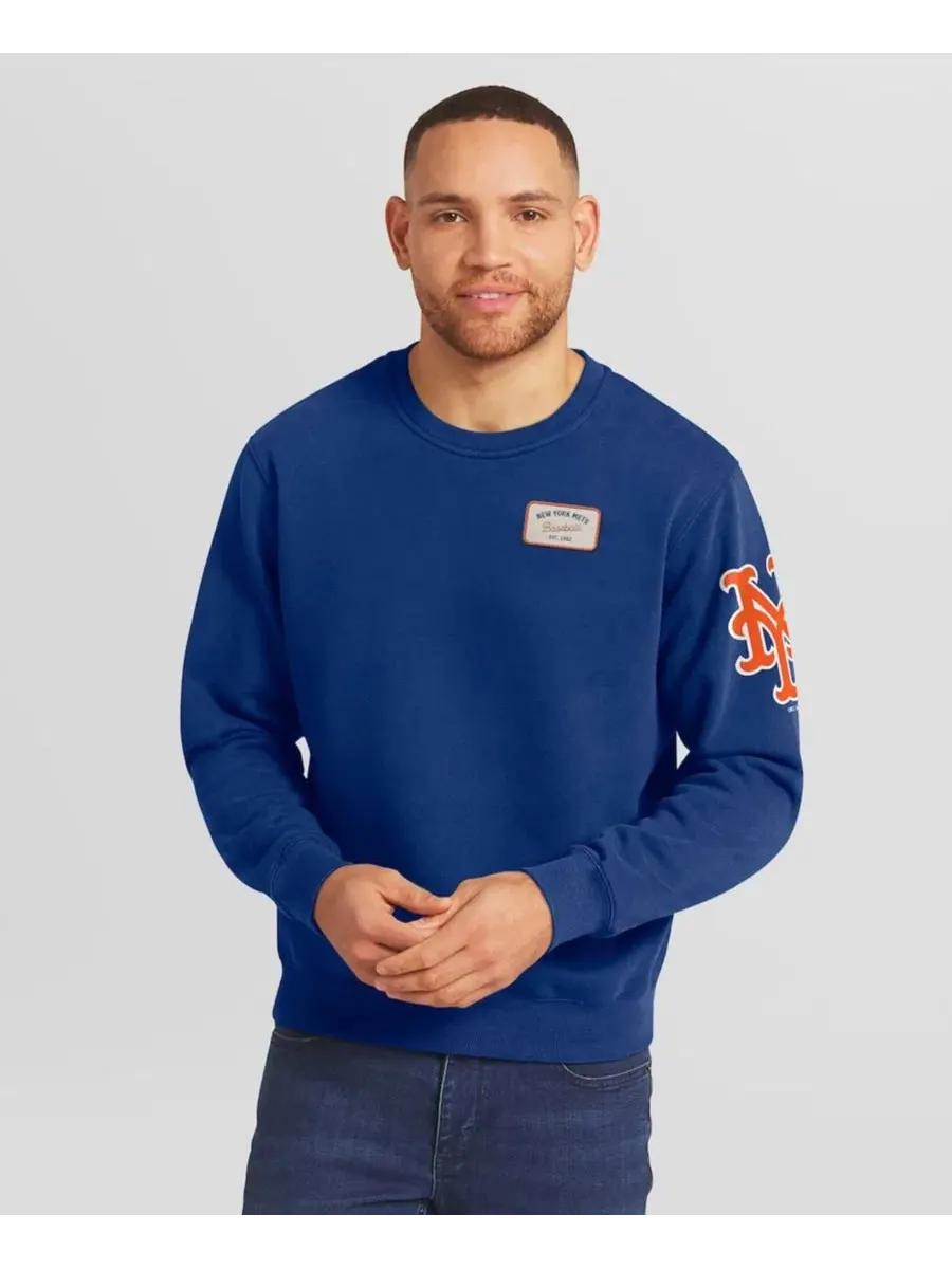 Мужская толстовка с круглым вырезом Royal New York Mets Washed Crew Neck Pullover Darius Rucker — изображение 6 из 6