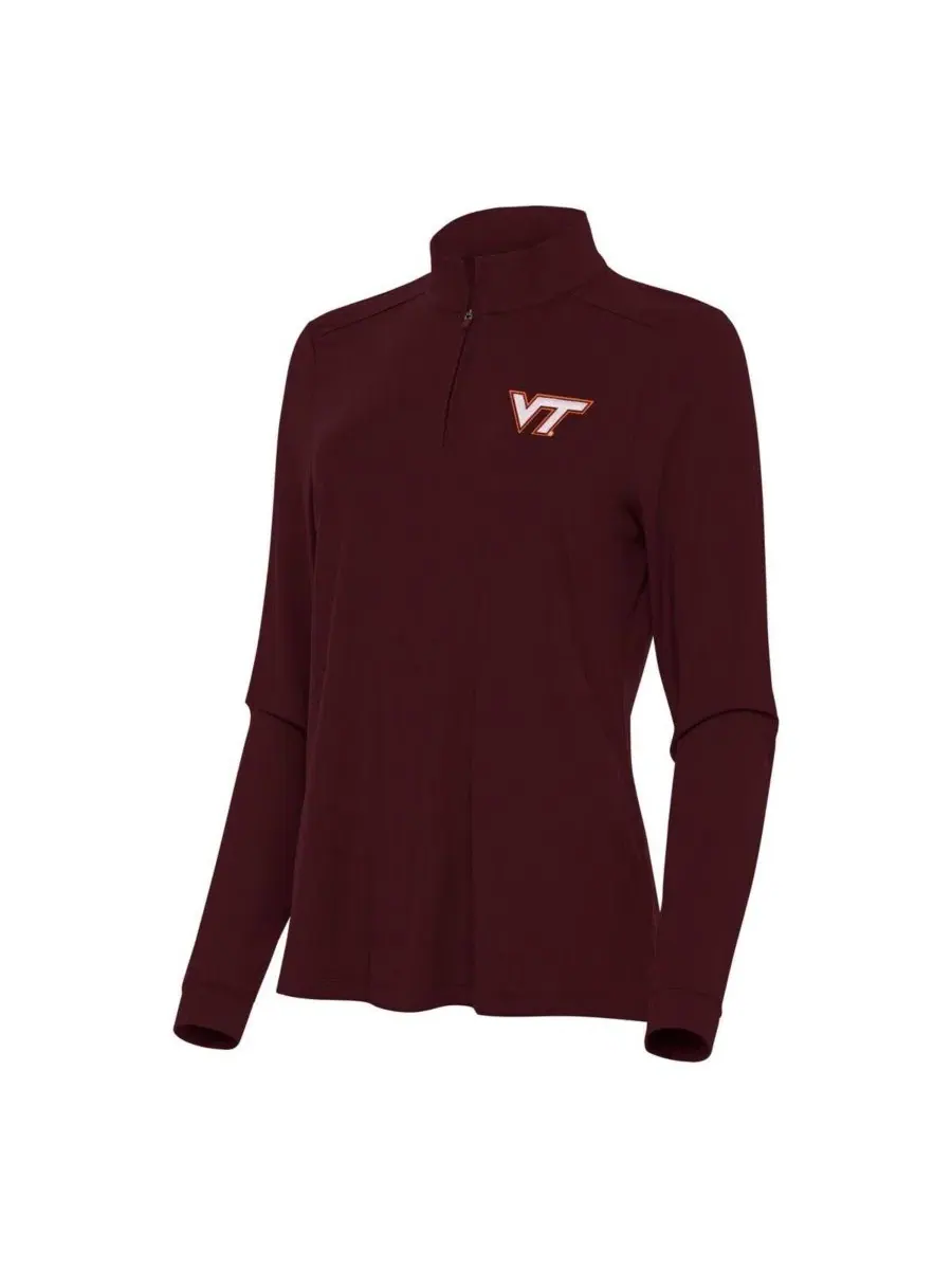 Женская бордовая футболка Virginia Tech Hokies Intent Quarter-Zip Antigua — изображение 1 из 1, коричневый