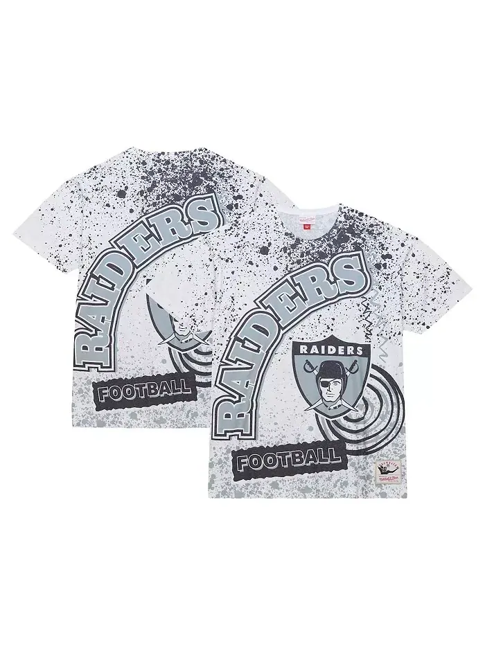 Мужская белая футболка Las Vegas Raiders Team Burst с сублимационным принтом Mitchell & Ness — изображение 1 из 4