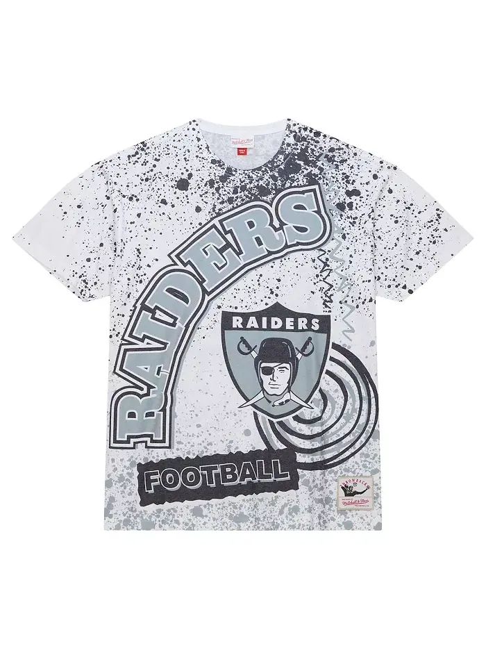 Мужская белая футболка Las Vegas Raiders Team Burst с сублимационным принтом Mitchell & Ness — изображение 3 из 4