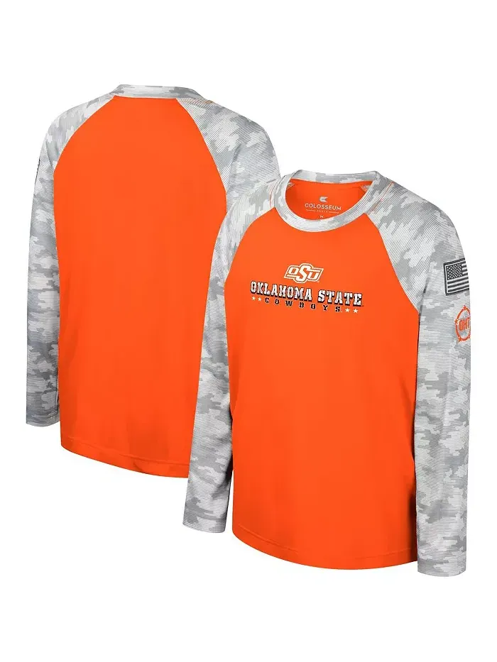 Футболка с длинным рукавом реглан Oklahoma State Cowboys OHT Military Appreciation Dark Star для — изображение 1 из 4