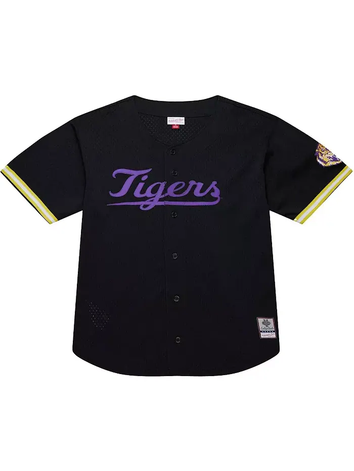 Мужская модная джерси LSU Tigers On The Clock на пуговицах, черная Mitchell & Ness — изображение 2 из 5