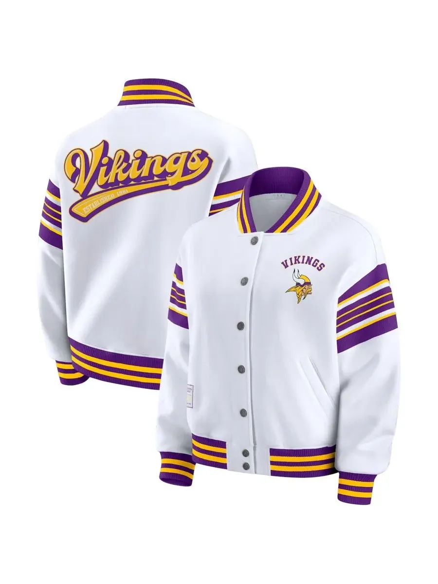 Флисовая куртка-свитшот на полной застежке Women's White Minnesota Vikings Plus Size Full-Snap — изображение 1 из 5, белый