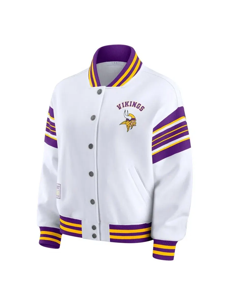 Флисовая куртка-свитшот на полной застежке Women's White Minnesota Vikings Plus Size Full-Snap — изображение 2 из 5, белый