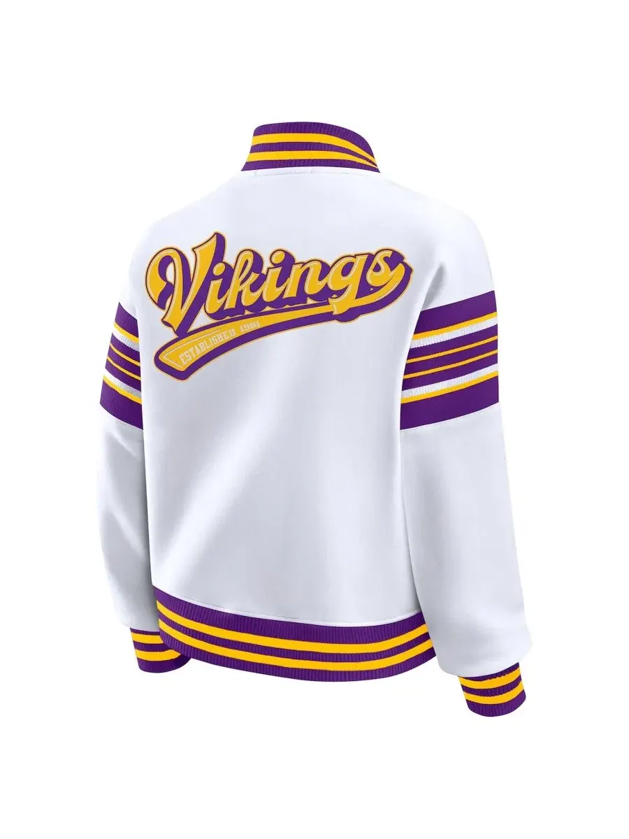 Флисовая куртка-свитшот на полной застежке Women's White Minnesota Vikings Plus Size Full-Snap — изображение 3 из 5, белый