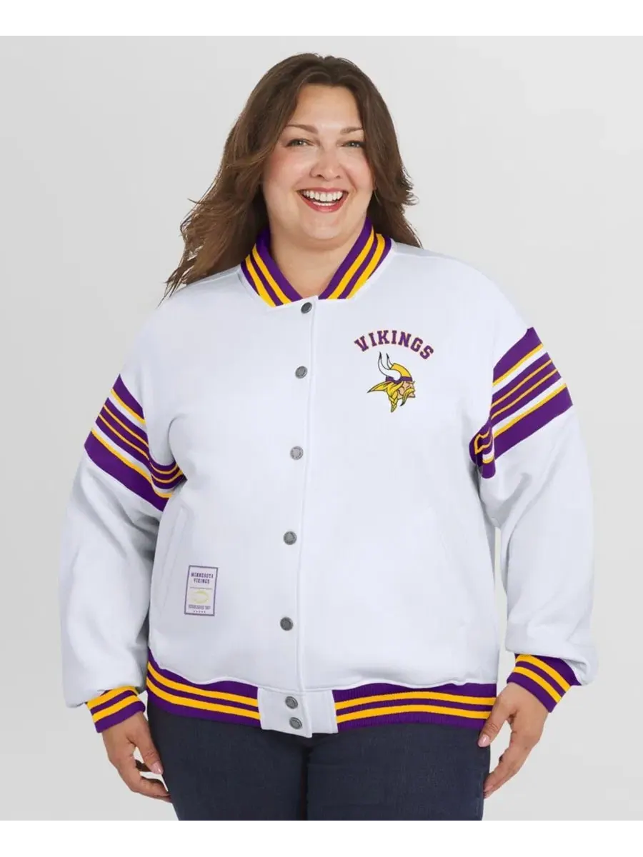Флисовая куртка-свитшот на полной застежке Women's White Minnesota Vikings Plus Size Full-Snap — изображение 4 из 5, белый