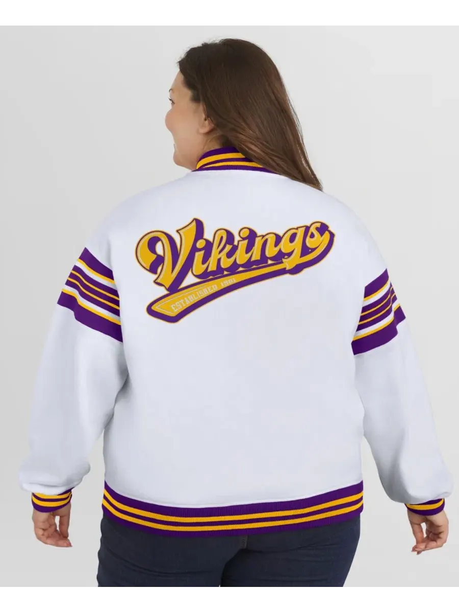 Флисовая куртка-свитшот на полной застежке Women's White Minnesota Vikings Plus Size Full-Snap — изображение 5 из 5, белый