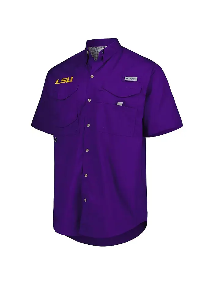 Мужская фиолетовая рубашка на пуговицах LSU Tigers Bonehead Columbia — изображение 2 из 4