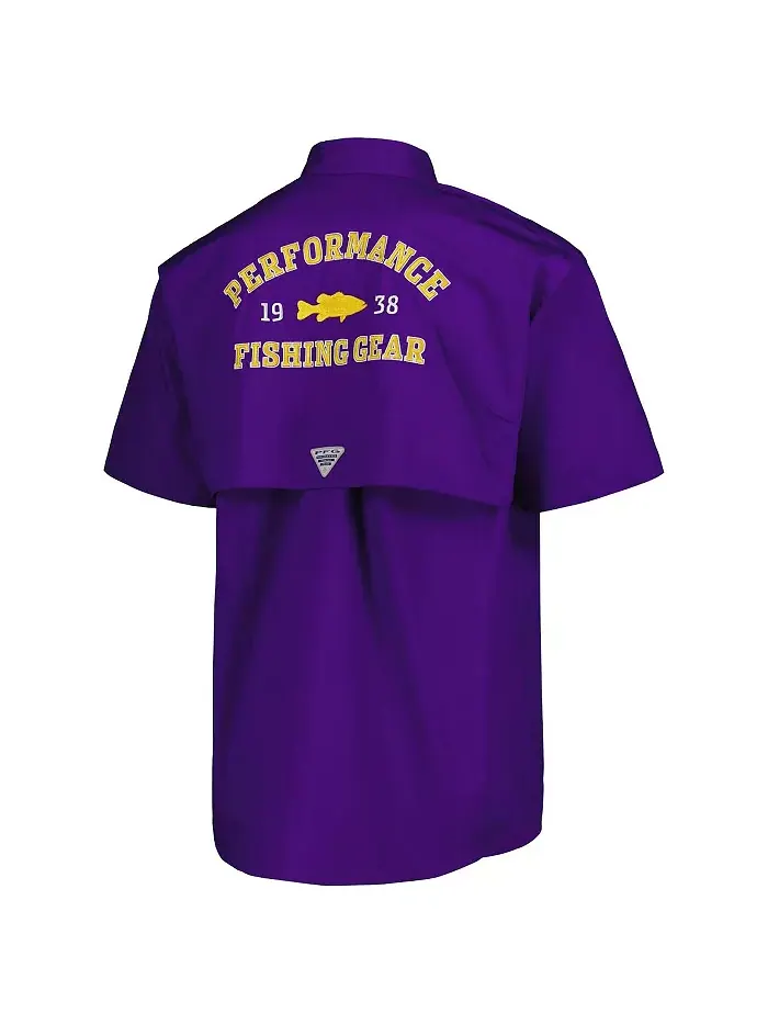 Мужская фиолетовая рубашка на пуговицах LSU Tigers Bonehead Columbia — изображение 3 из 4