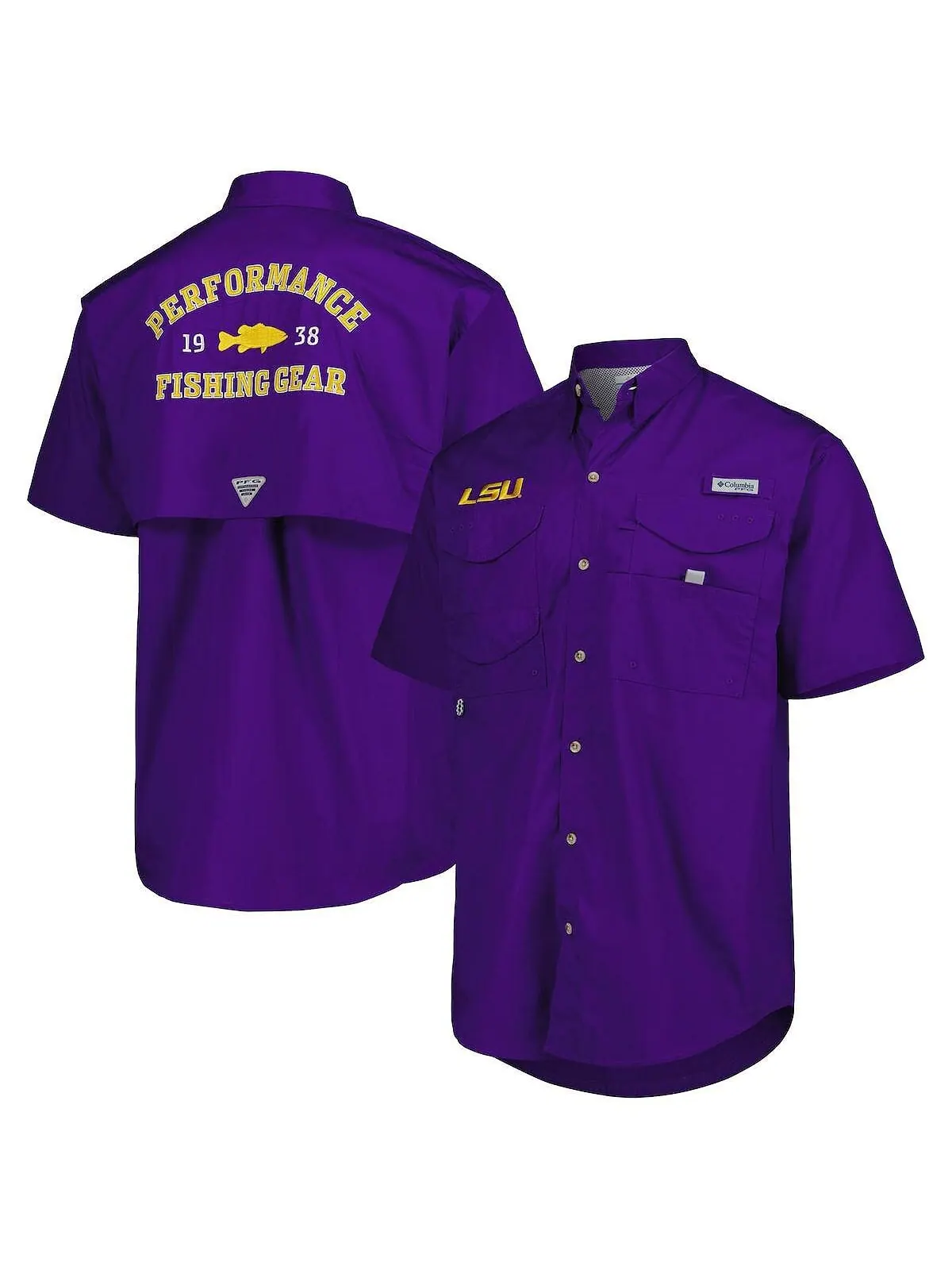 Мужская фиолетовая рубашка на пуговицах LSU Tigers Bonehead Columbia — изображение 1 из 4, фиолетовый