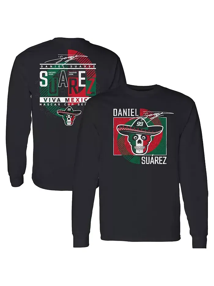 Мужская черная футболка с длинным рукавом Daniel Suarez Vivo Trackhouse Racing Team Collection — изображение 1 из 3