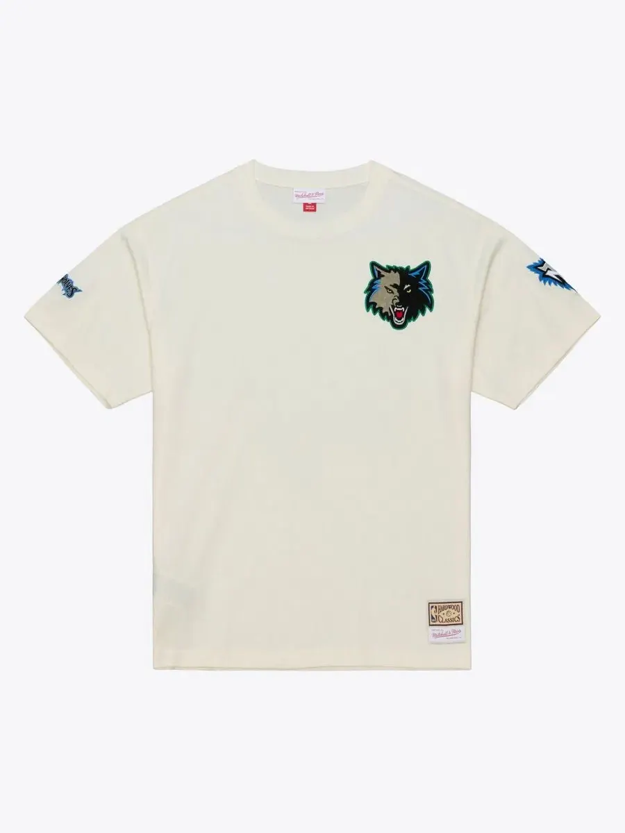 Футболка с принтом Minnesota Timberwolves Hardwood Classics Chainstitch Premium Mitchell & Ness — изображение 1 из 4, бежевый