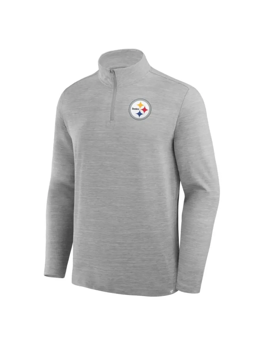Пуловер с четверть-застежкой Pittsburgh Steelers Clutch Fanatics — изображение 2 из 3, серый