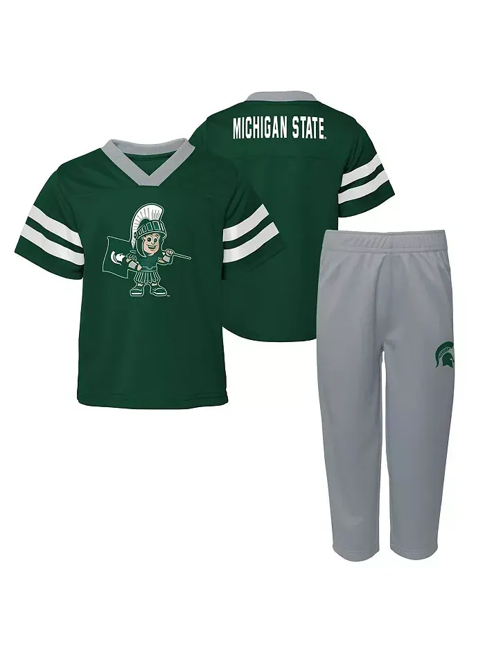 Детский комплект из двух предметов Michigan State Spartans: зеленая футболка и штаны Red Zone