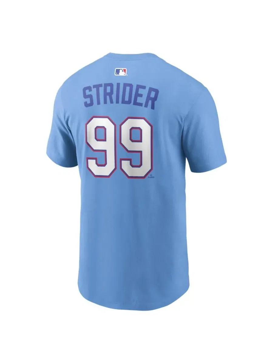 Футболка с коротким рукавом Spencer Strider Powder Blue Atlanta Braves 2026 City Connect Nike — изображение 3 из 3, синий