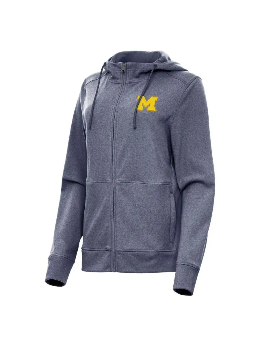 Antigua Женская куртка-худи на молнии Michigan Wolverines Seeker цвета «темно-синий меланж» — изображение 2 из 3