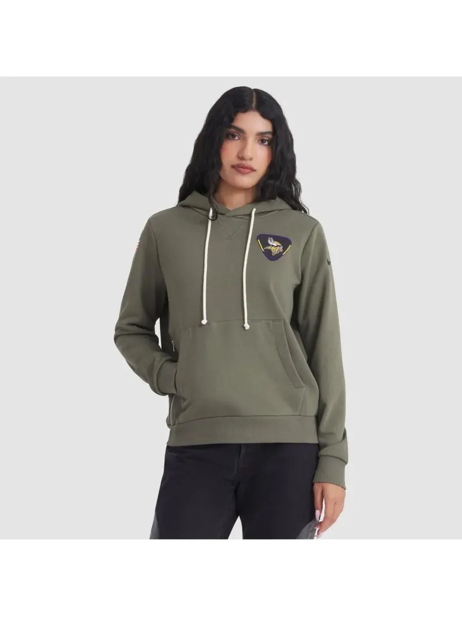 Nike Женская толстовка Olive Minnesota Vikings 2025 Salute to Service Sideline Standard Issue — изображение 1 из 3, оливковый