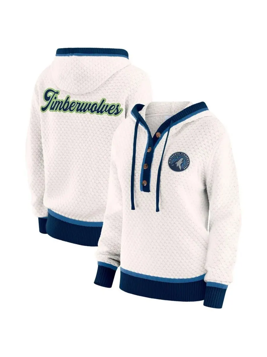 WEAR by Erin Andrews Женская кремовая толстовка с капюшоном Minnesota Timberwolves больших размеров — изображение 1 из 3