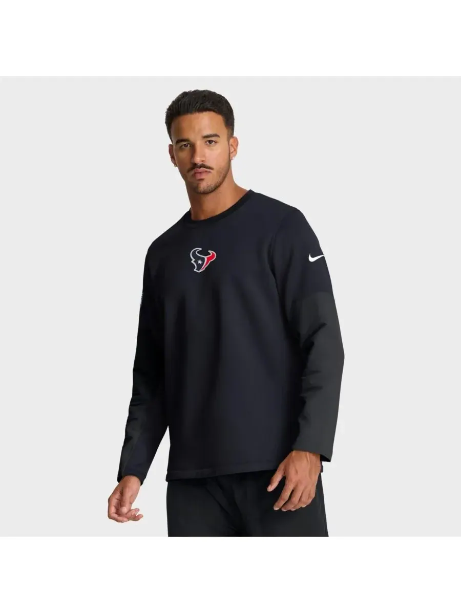 Nike Мужская темно-синяя футболка с длинным рукавом Houston Texans Sideline Coach Therma-FIT — изображение 1 из 5