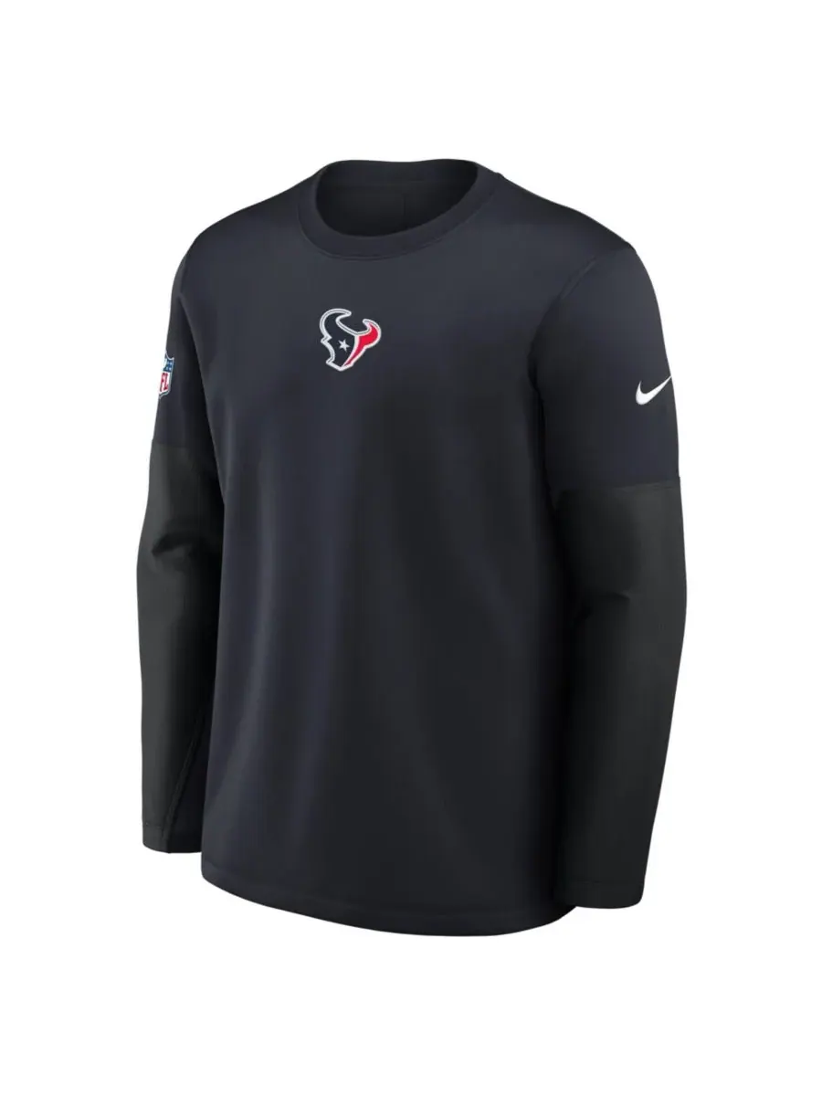 Nike Мужская темно-синяя футболка с длинным рукавом Houston Texans Sideline Coach Therma-FIT — изображение 5 из 5