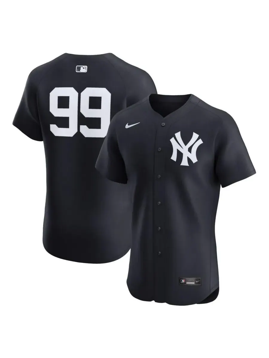 Nike Мужская футболка Аарона Джаджа темно-синего цвета, New York Yankees Alternate 2 Elite — изображение 1 из 3, темно-синий