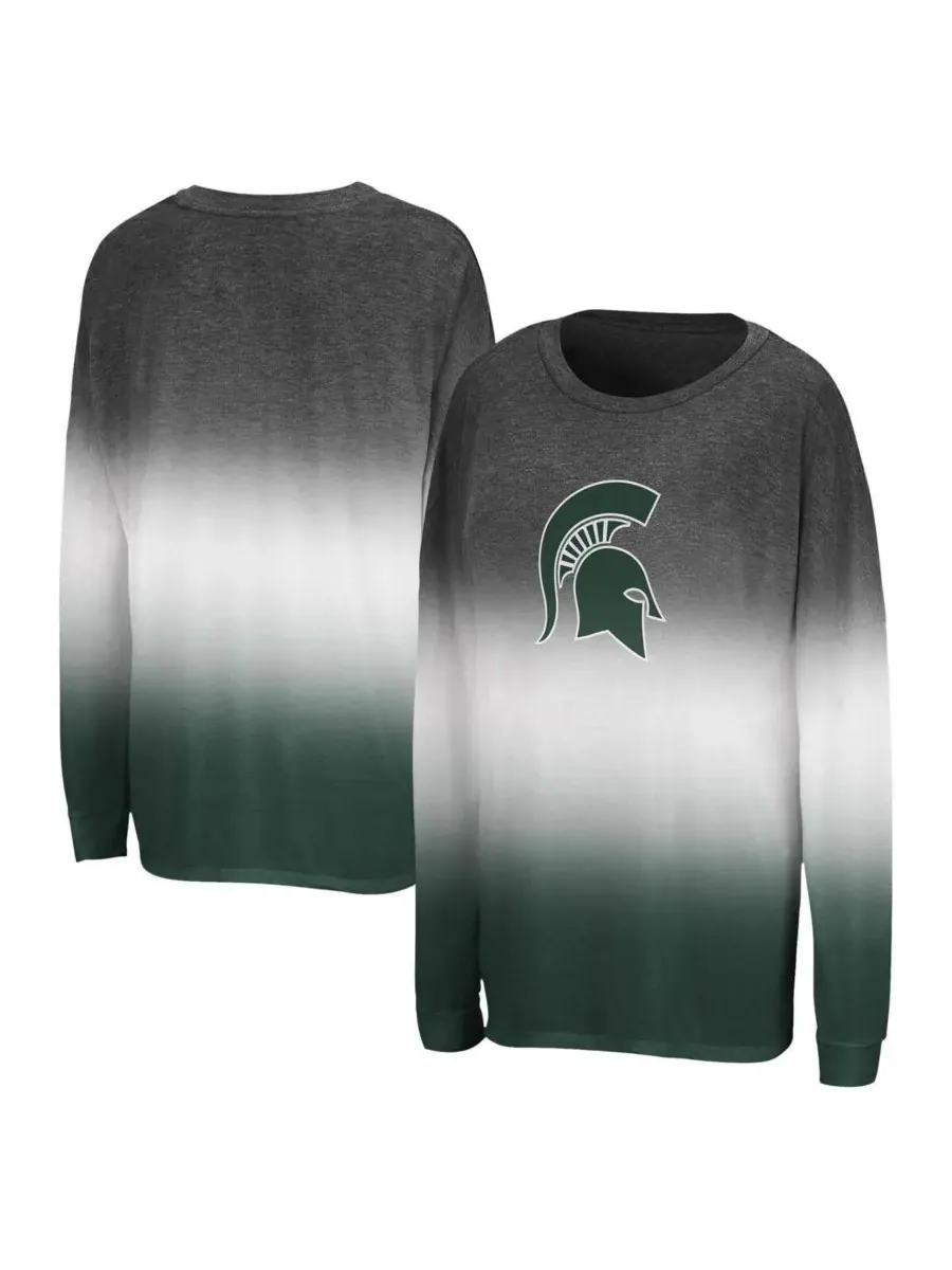 Colosseum Женская черная футболка с длинными рукавами Michigan State Spartans Winkle Dip Dye — изображение 1 из 3, черный