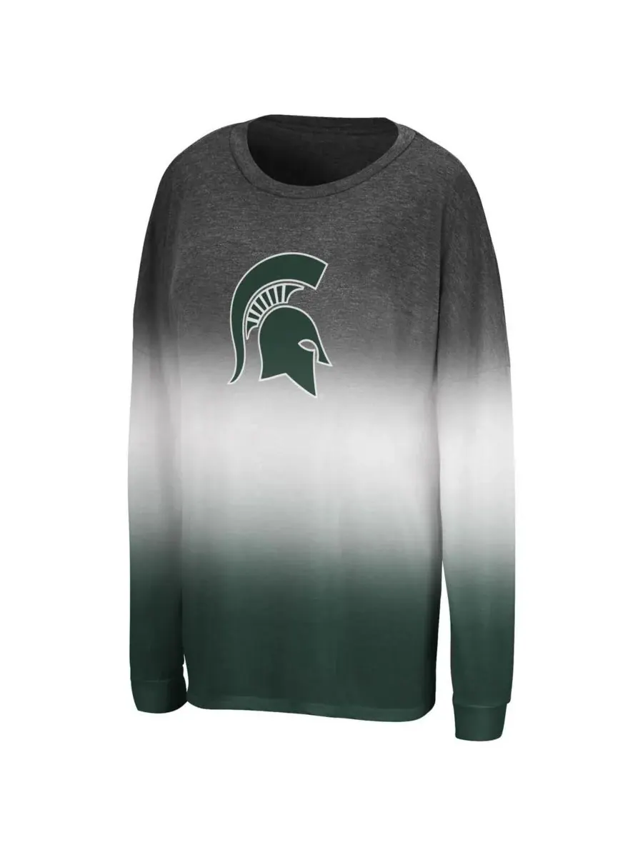 Colosseum Женская черная футболка с длинными рукавами Michigan State Spartans Winkle Dip Dye — изображение 2 из 3, черный