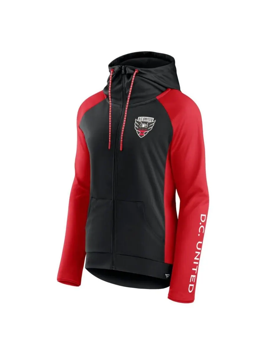 Fanatics Женская черная/красная толстовка DC United Iconic с рукавами реглан и застежкой-молнией — изображение 3 из 3