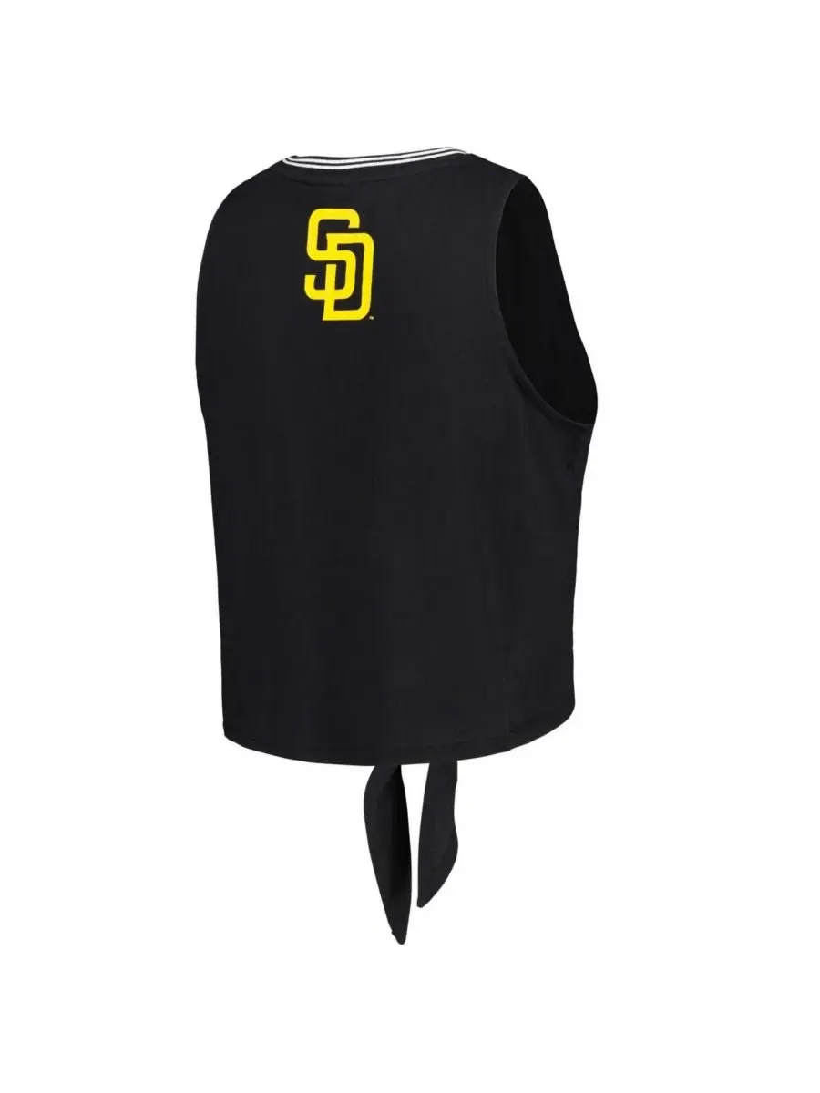 The Wild Collective Женская черная майка San Diego Padres с завязками спереди — изображение 3 из 3, черный