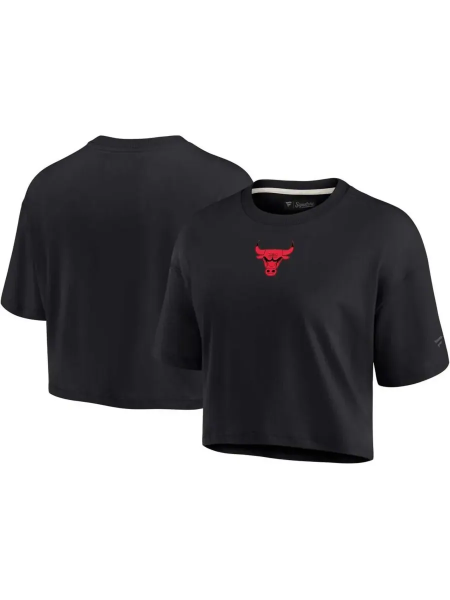 Fanatics Женская черная укороченная футболка Chicago Bulls Elements Super Soft свободного кроя — изображение 1 из 3, черный