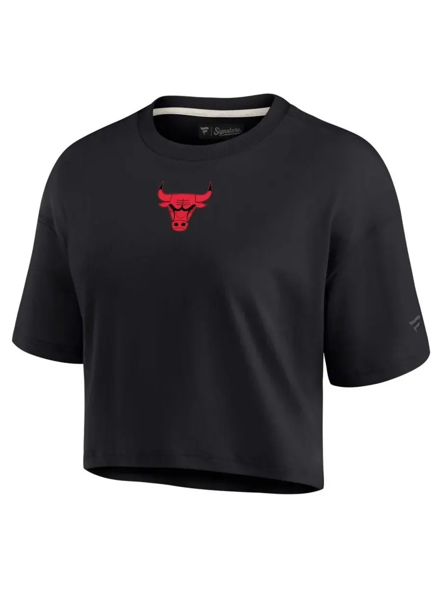 Fanatics Женская черная укороченная футболка Chicago Bulls Elements Super Soft свободного кроя — изображение 2 из 3, черный