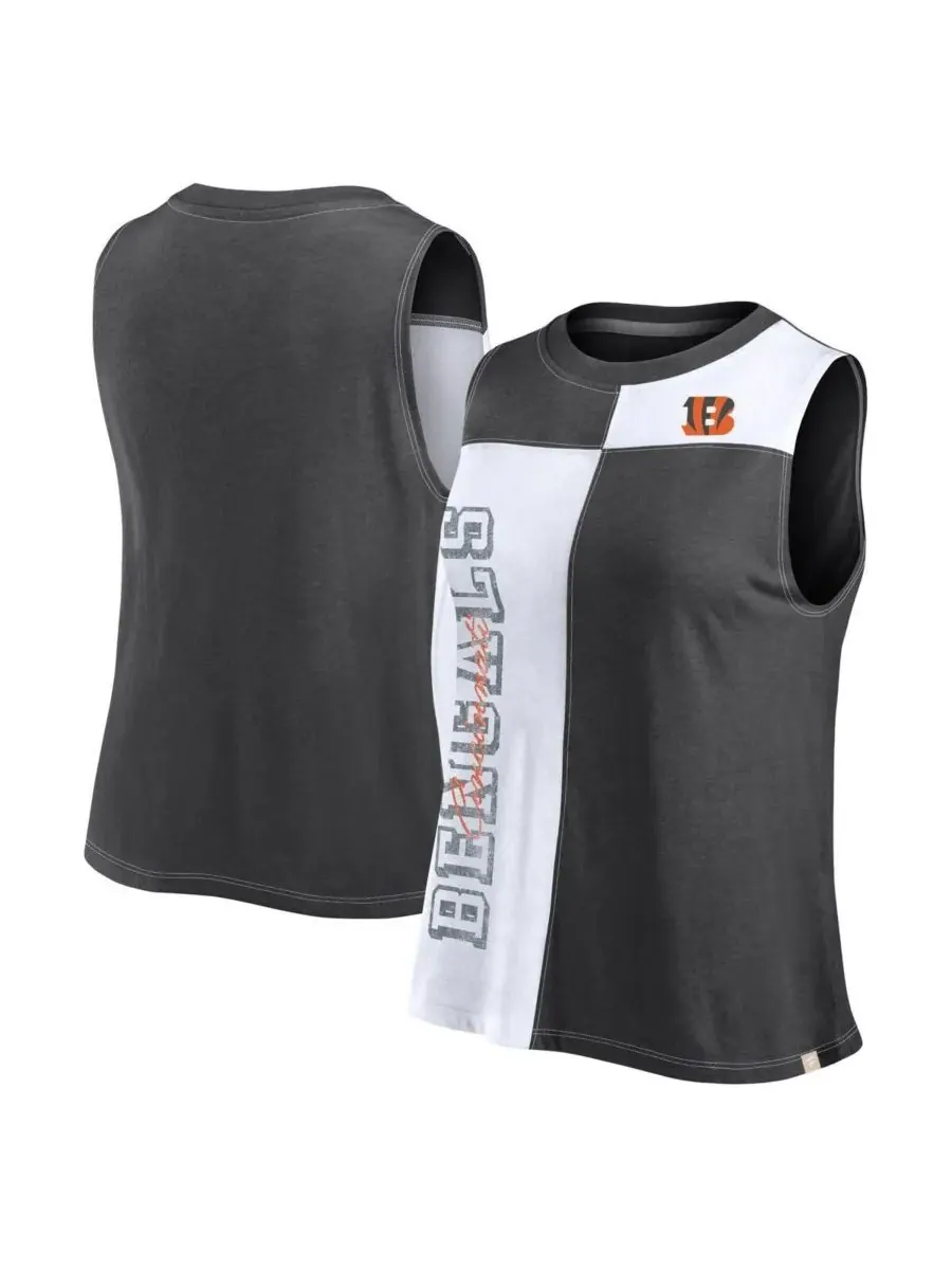 Fanatics Женская черно-белая майка с цветными блоками и надписью Cincinnati Bengals — изображение 1 из 3, черный/белый