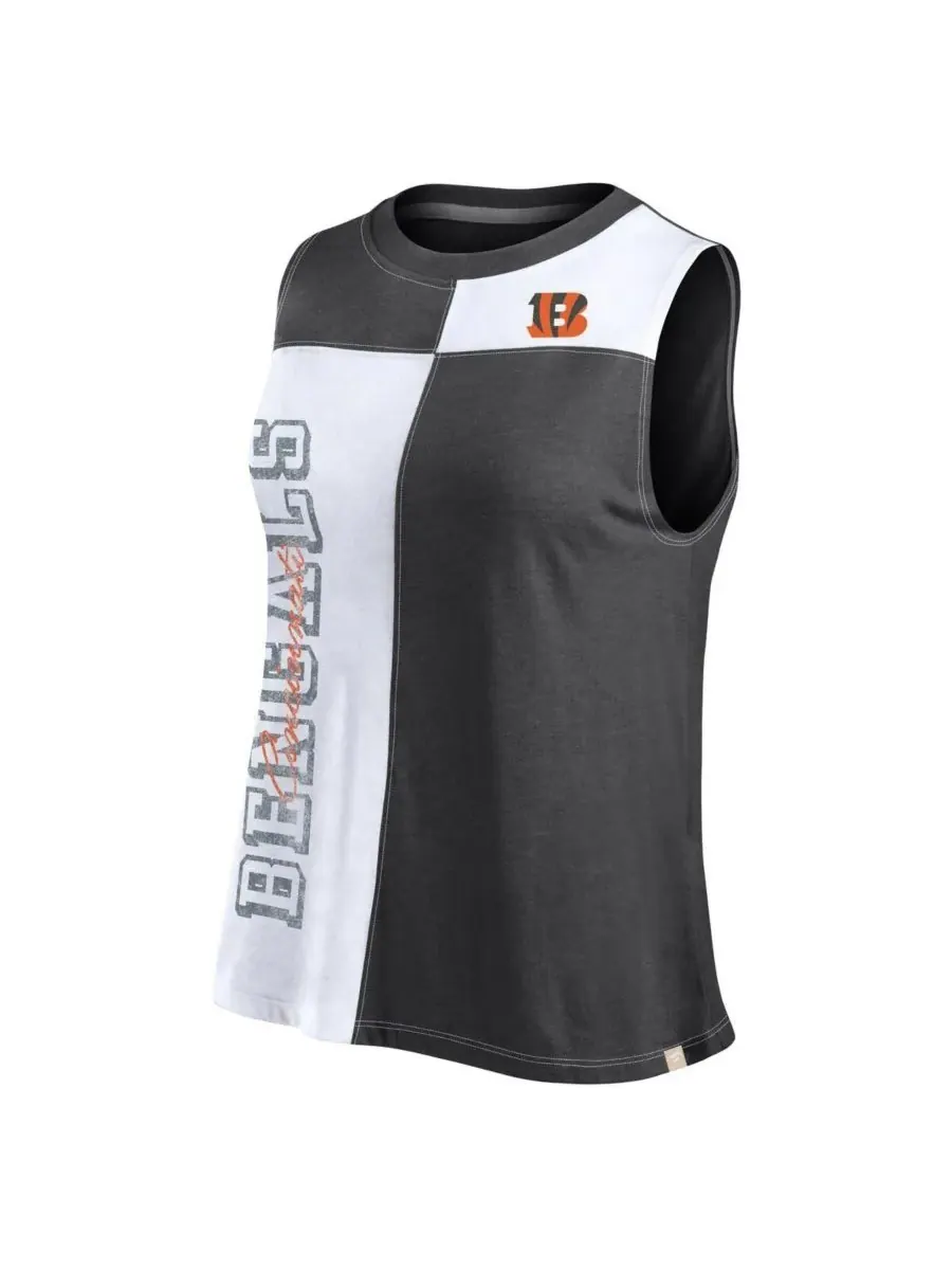 Fanatics Женская черно-белая майка с цветными блоками и надписью Cincinnati Bengals — изображение 3 из 3, черный/белый