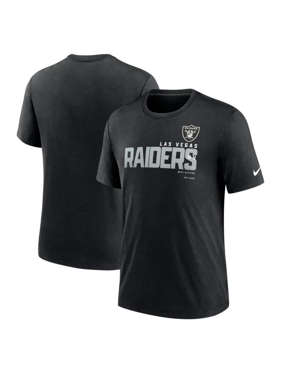 Nike Мужская футболка Las Vegas Raiders Team Tri-Blend черного цвета меланжевого цвета — изображение 1 из 3, черный